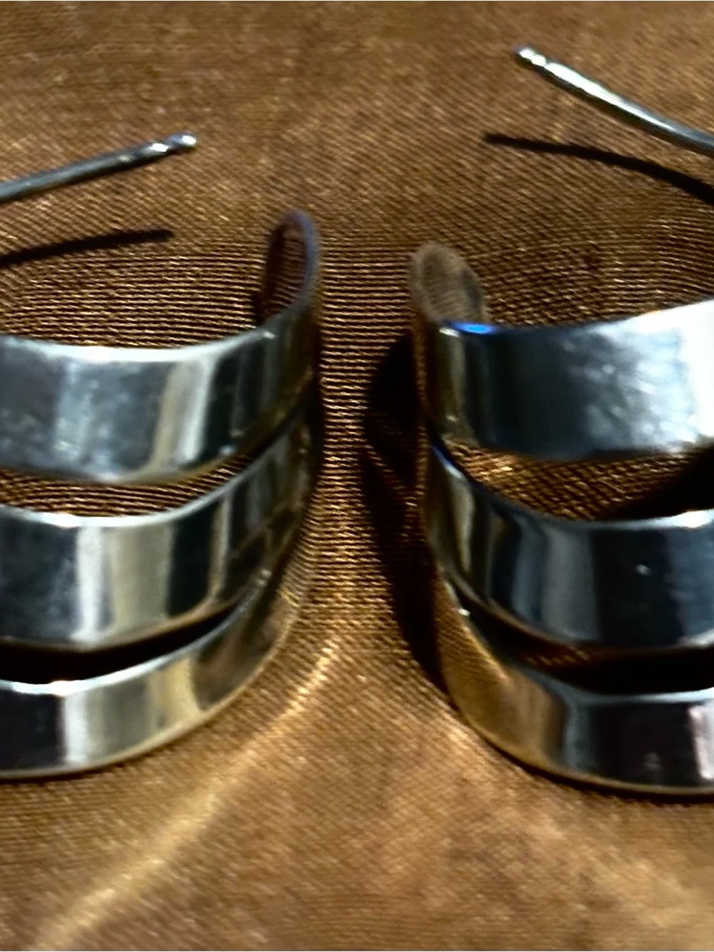 Modern Silver Linear Band Earrings